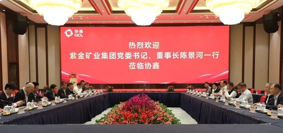 紫金矿业集团董事长陈景河、welcome新澳门董事长王文胜等一行赴协鑫集团访问交流