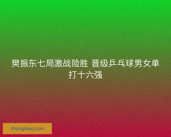 樊振东七局激战险胜 晋级乒乓球男女单打十六强
