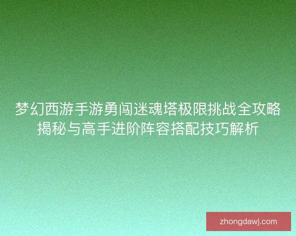 梦幻西游手游勇闯迷魂塔极限挑战全攻略揭秘与高手进阶阵容搭配技巧解析